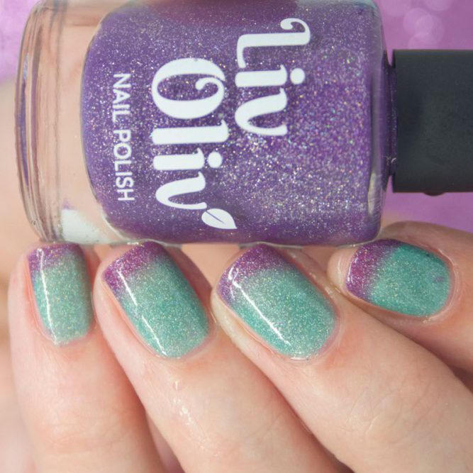 purple to aqua thermal cruelty free nail polish transition nails
